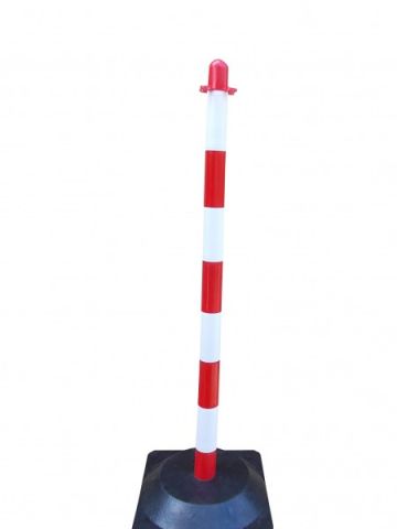 Chain post 900 mm - white/red - rubber base