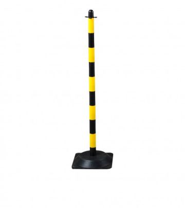 Chain Post 130 cm Yellow / Black - Rubber Base