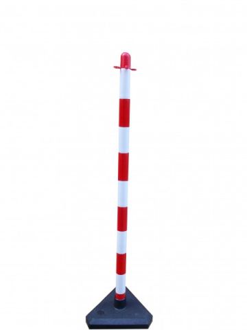 Chain post 130 cm - white / red - concrete base