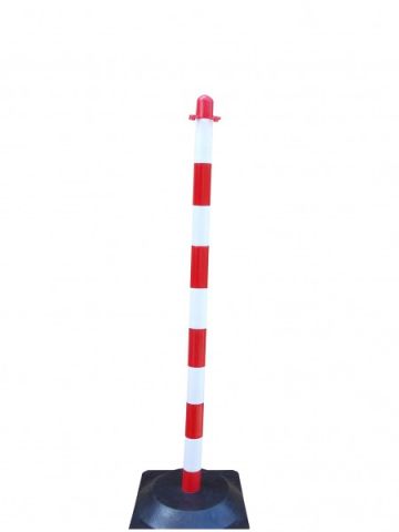 Chain post 1300 mm - white/red - rubber base