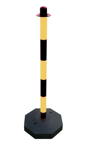Chain post 900 mm - yellow/black - plastic octagon base