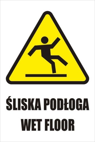 Tabliczka do potykacza - "Śliska podłoga" - "Wet floor"