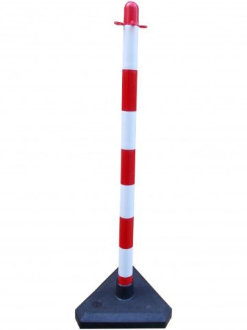 Traffic Safety Chain Post 90 cm – White/Red – Concrete-Filled Base