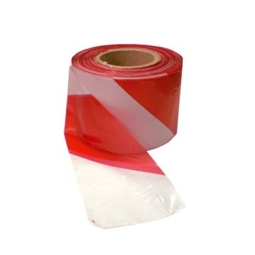 Warning tape - white/red - roll 200 m x 80 mm