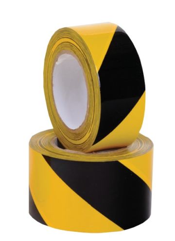Warning tape - yellow/black - roll 500 m x 80 mm
